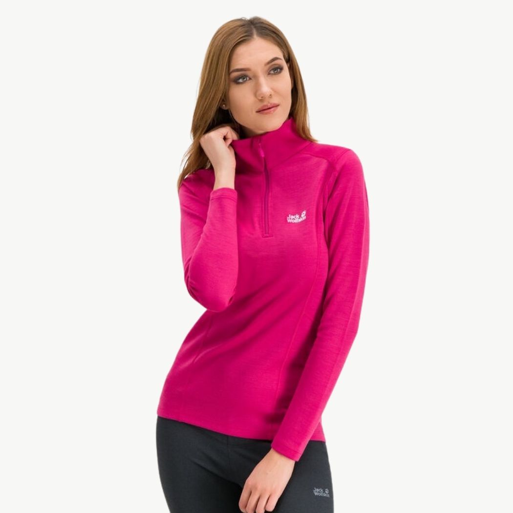 Jack Wolfskin Arctic XT Half Zip Women's Fleece Pullover - Lightweight Thermal Winter Jacket for Hiking, Skiing & Outdoor Activities