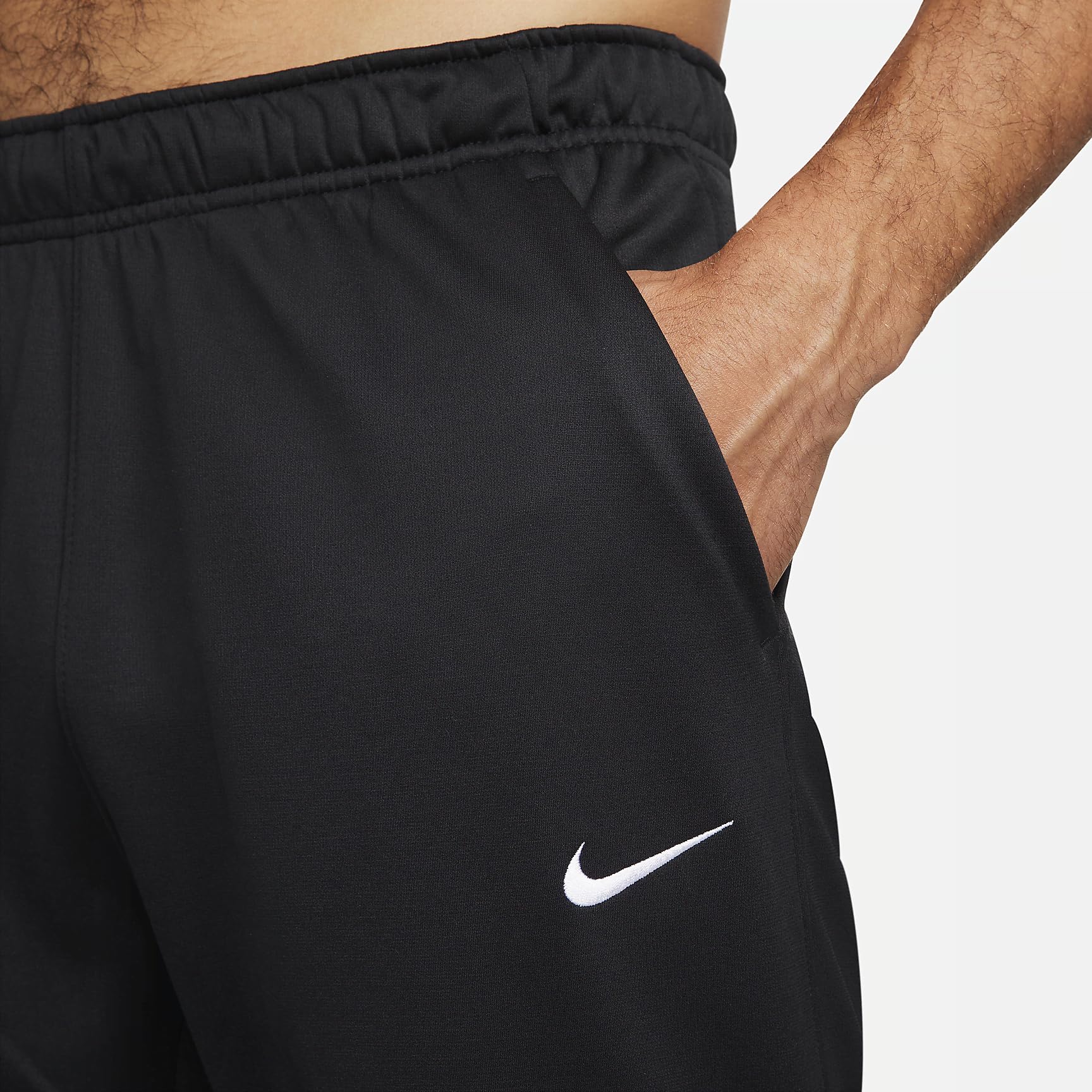 Nike Men's Therma Open Hem Fitness Pants - Black/White Workout Joggers for Running, Gym & Training - Lightweight & Breathable Activewear for Men