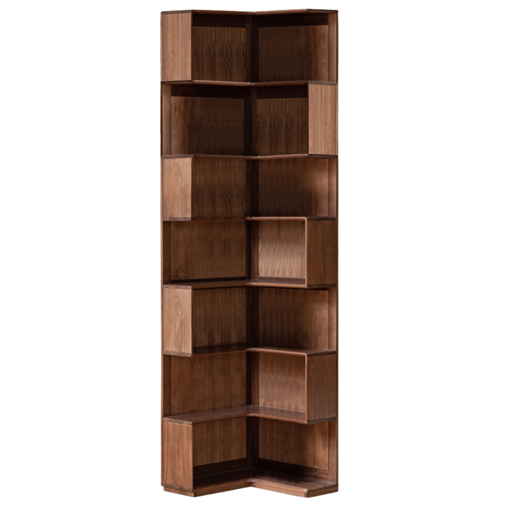 Solid Black Walnut Wood Corner Bookcase Shelf - Stylish Storage for Books, Decor & Small Spaces | Perfect for Living Room, Office & Bedroom Organization