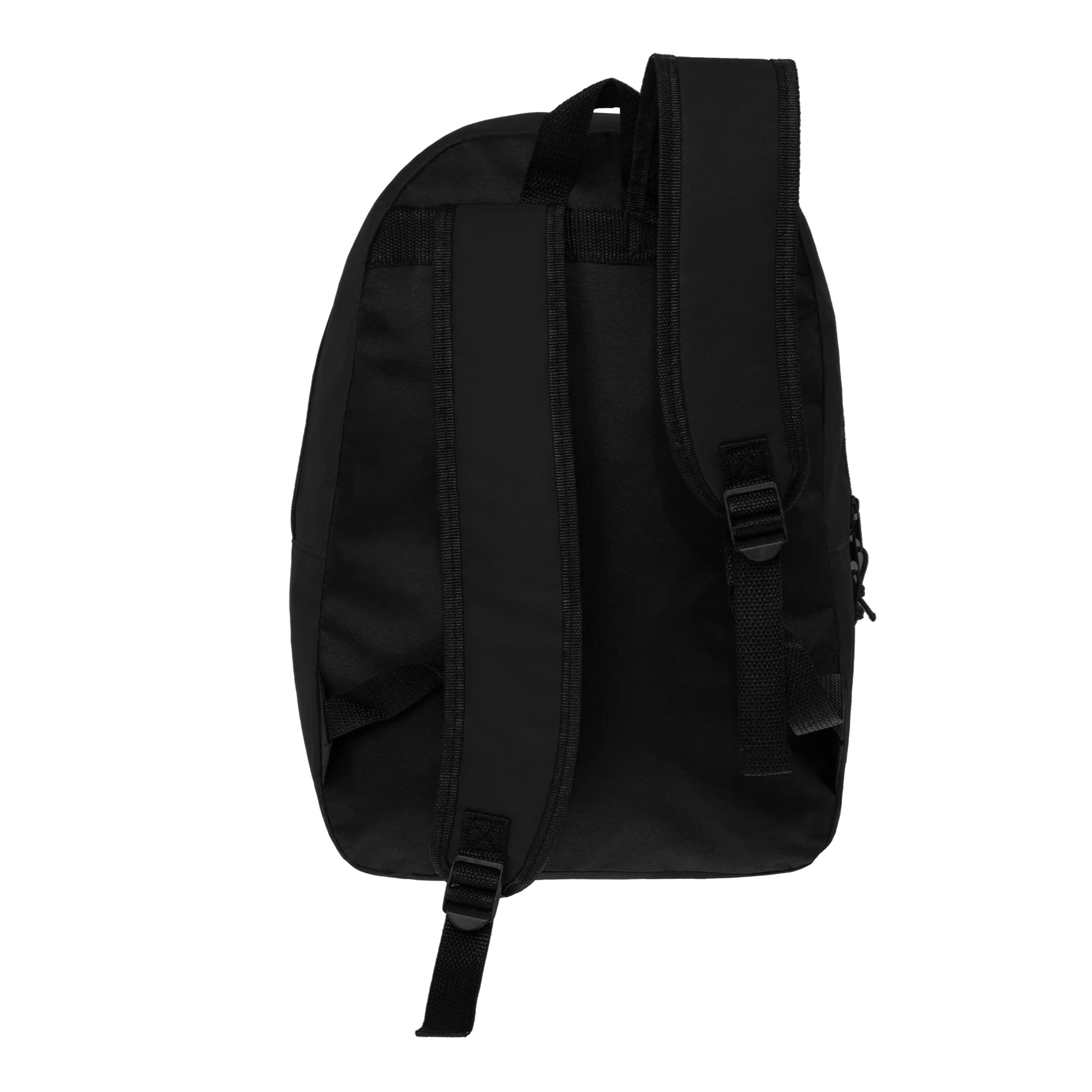 17 Inch Bulk Black Backpacks with 50-Piece Student Supplies Kit - Pens, Pencils, Crayons & More | Wholesale Case of 12 Value Bundle Packs for School, College & Office Use