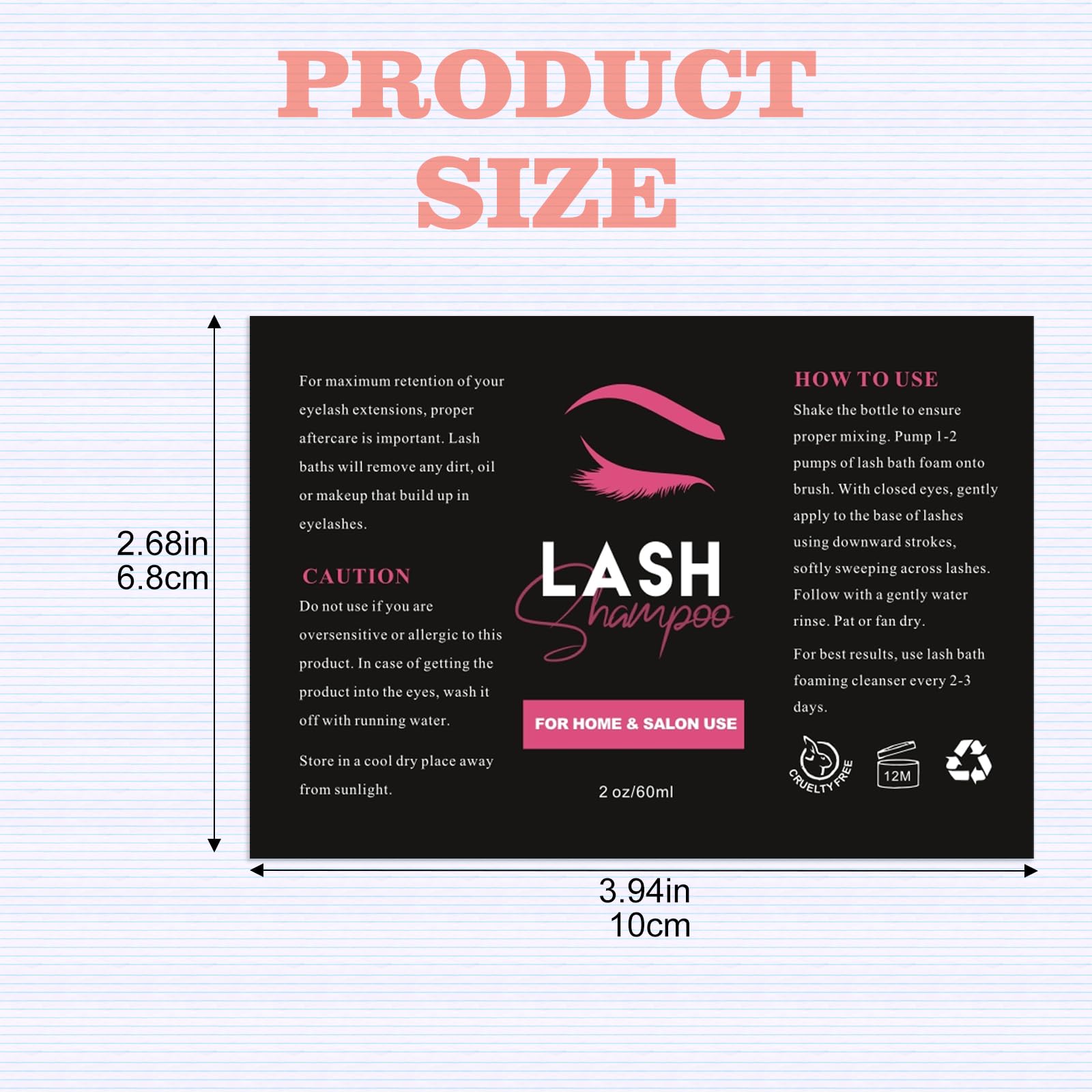 50PCS Eyelash Extension Shampoo Labels - Waterproof Stickers for Foam Pump Bottles, Personalized Lash Bath Wash Stickers (Style A) - Perfect for Salon Professionals & DIY Lash Care at Home
