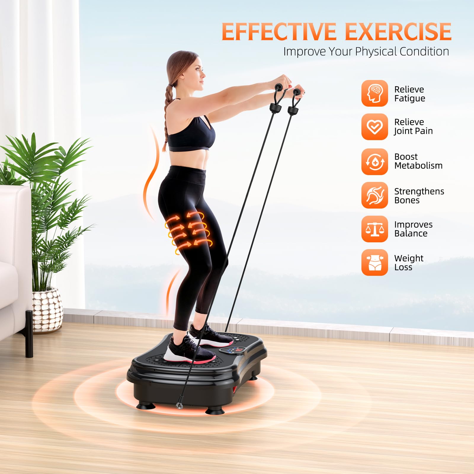 Vibration Plate Exercise Machine for Weight Loss & Full Body Toning - 180 Adjustable Speeds, 400 lbs Capacity - Lymphatic Drainage & Muscle Recovery - Perfect for Home Gym, Physical Therapy & Fitness Training