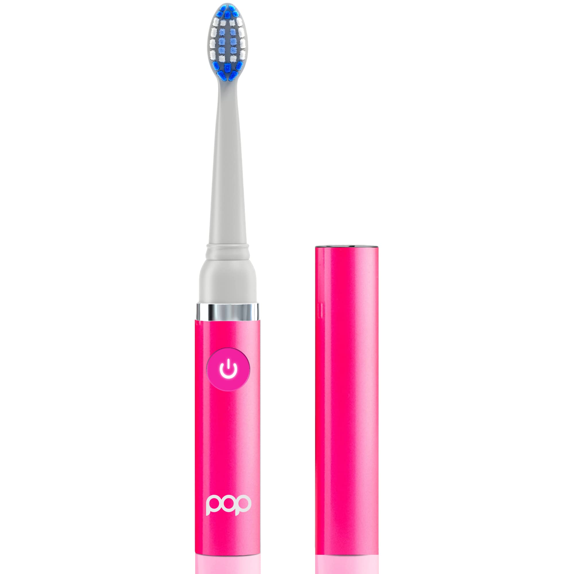 Pop Sonic Electric Toothbrush for Kids & Travel (Pink) - Rechargeable AAA Battery, 2 Speed Modes (15,000-30,000 Strokes/Min), Soft Dupont Nylon Bristles - Perfect for Home, School & Family Trips