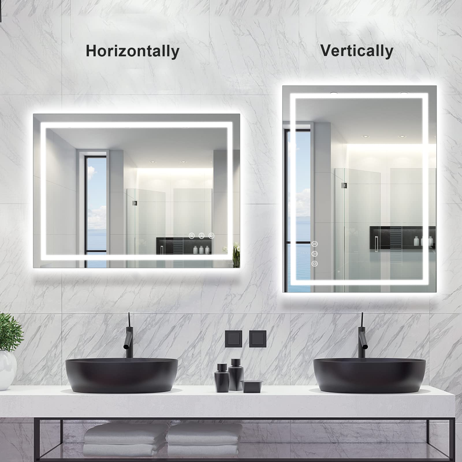 40x32 Inch LED Bathroom Mirror with Front & Backlit Lights - Anti-Fog, Shatter-Proof, Dimmable Vanity Mirror for Makeup & Shaving - Perfect for Modern Bathrooms & Dressing Rooms
