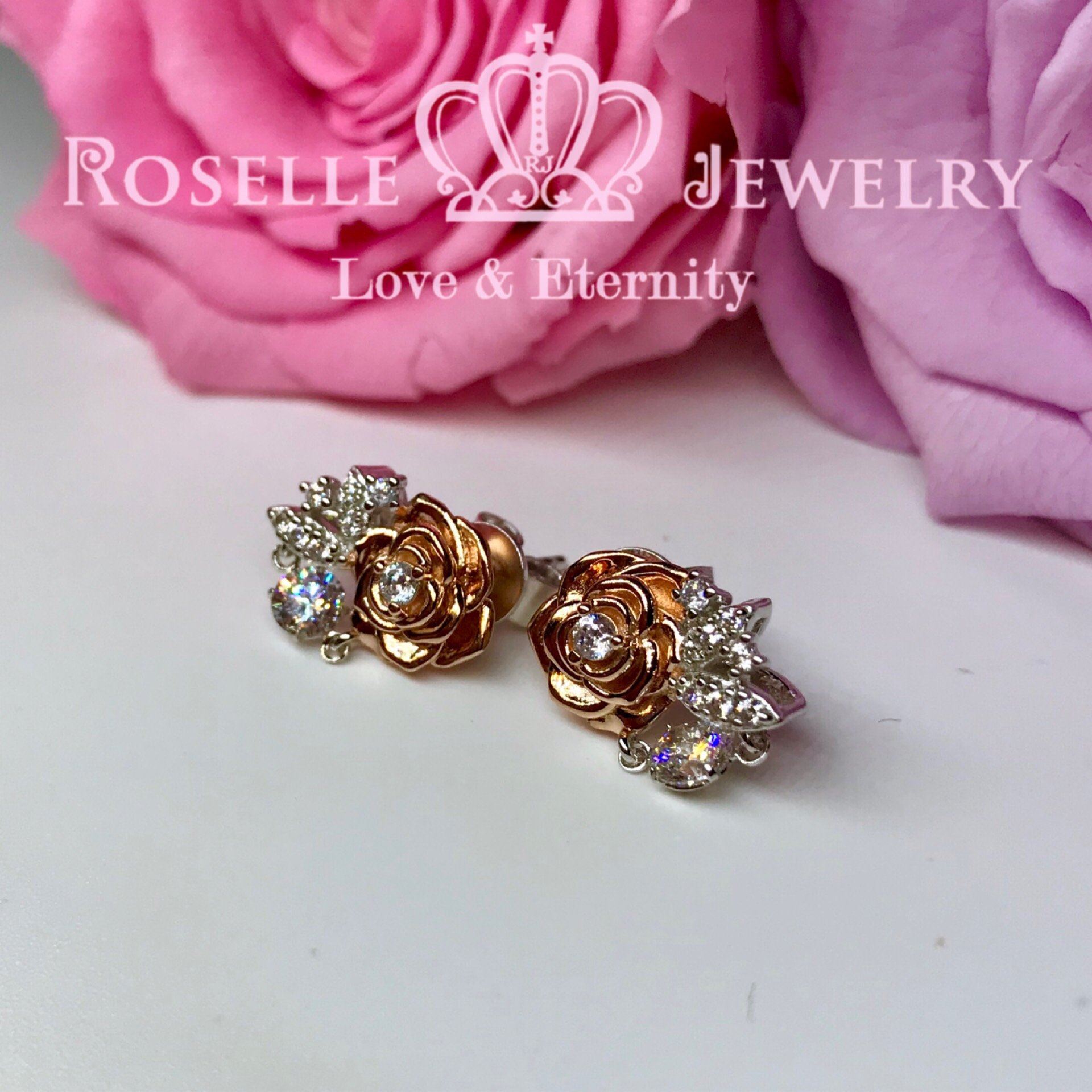 Rose Floral Dancing Stone Stud Earrings for Women | Elegant Dainty Flower Jewelry Gift for Her | Perfect for Weddings, Parties & Everyday Wear