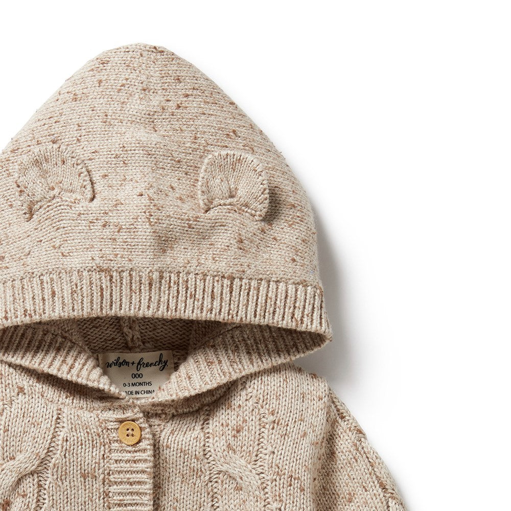 Almond Fleck Knitted Cable Jacket for Women - Cozy Winter Sweater with Cable Knit Design - Perfect for Casual Outfits, Office Wear & Outdoor Activities
