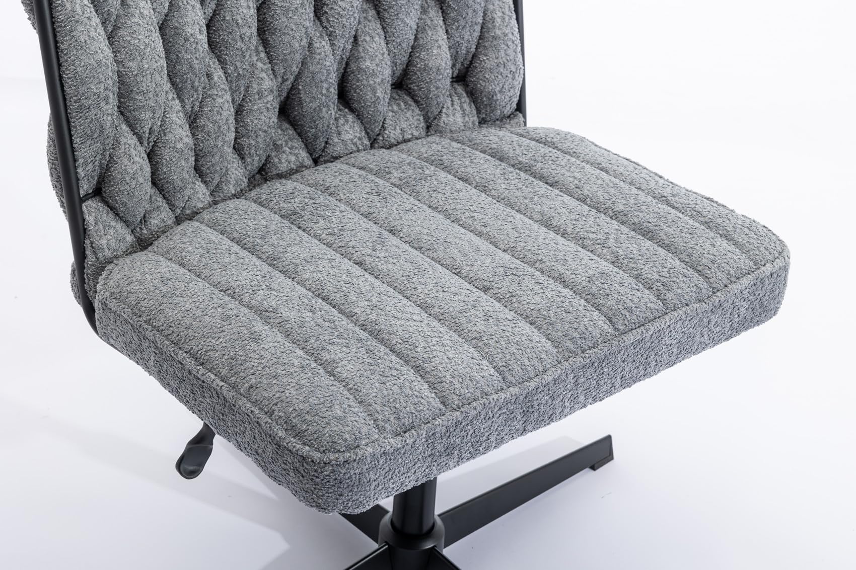 Velvet Swivel Desk Chair No Wheels - Modern Armless Home Office Chair with Height Adjustable Wide Seat, Mid Back Accent Chair for Computer Work, Makeup Vanity & Office Tasks - Perfect for Small Spaces, Home Office & Bedroom Workspaces