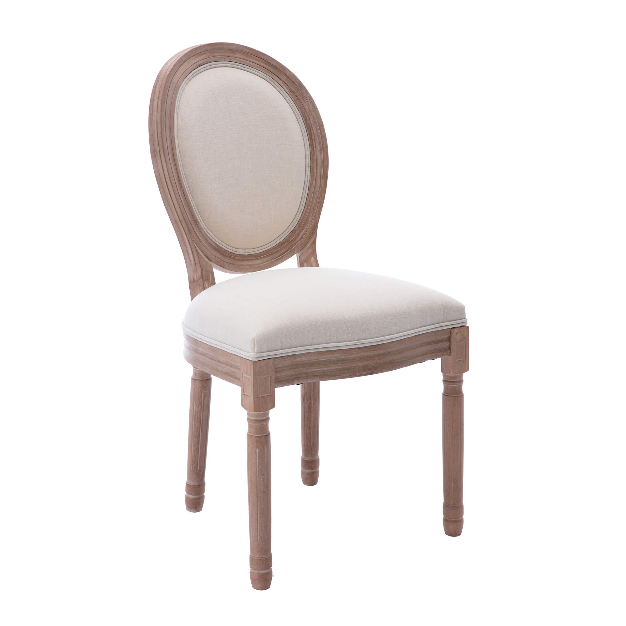 HomVent Set of 2 French Country Dining Chairs - Fabric & Cane Upholstered Farmhouse Kitchen Chairs with Carved Solid Wood Frame - Perfect for Home, Office, Restaurant & Cafe Dining (Style 2)