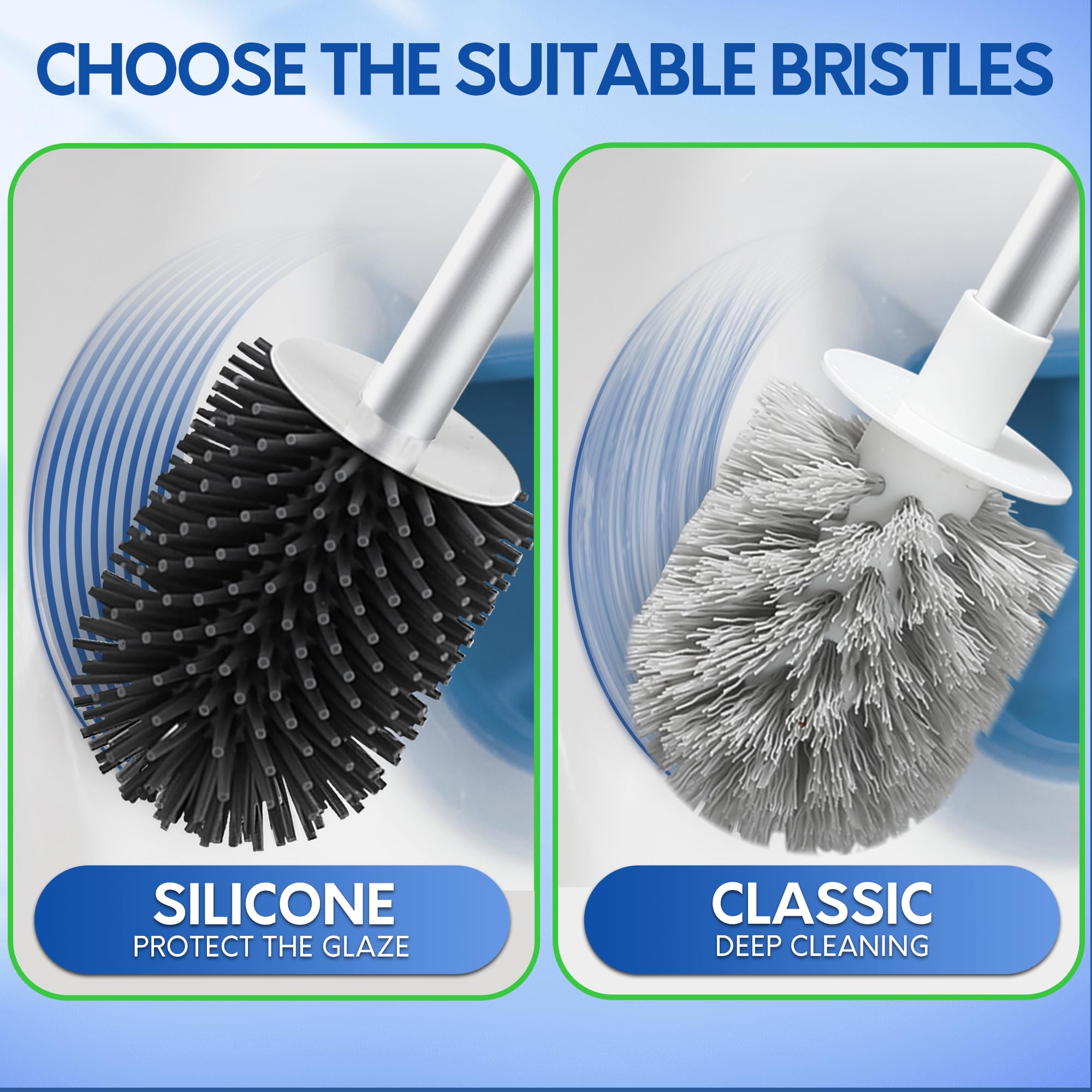 BOOMJOY Silicone Toilet Brush and Holder Set with Aluminum Handle - White | Bathroom Cleaning Kit Includes Bowl Brush & Tweezers | Durable Toilet Cleaner for Home, Apartment & RV Use