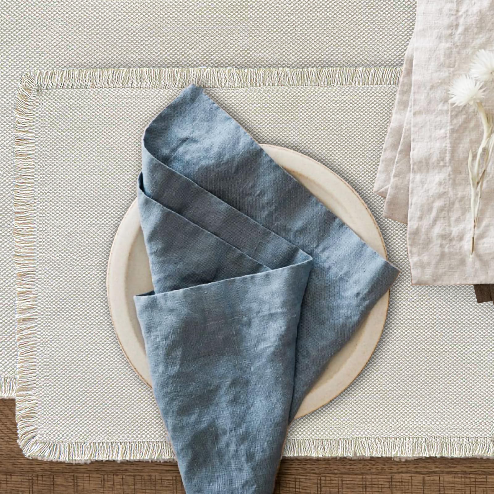 Boho Cotton Linen Placemats Set of 6 - 13
