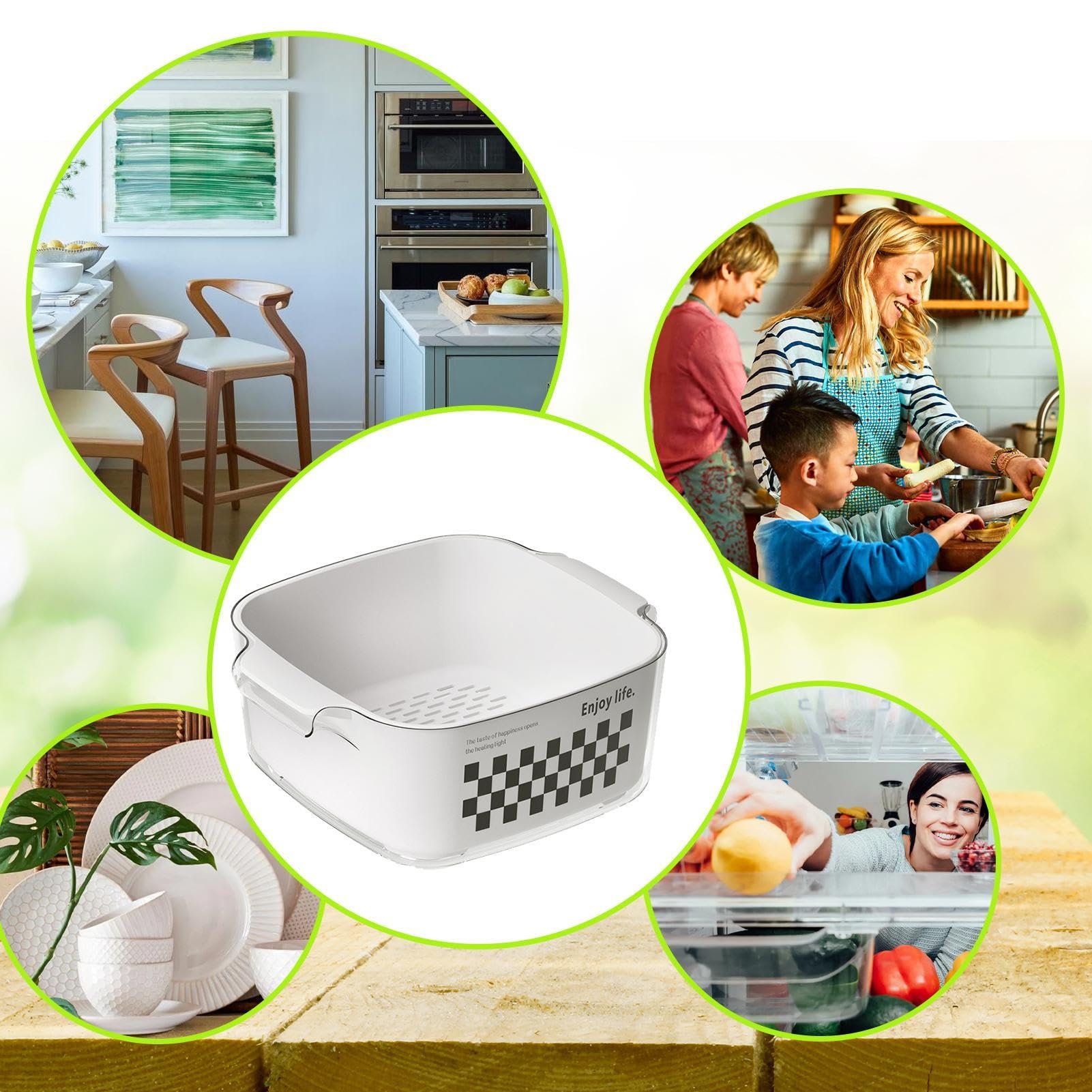 Salad Spinner Replacement - Vegetable Washing Basket & Fruit Strainer Bowl - Multipurpose Kitchen Tool for Washing, Draining, and Straining Fruits & Vegetables (Medium Square) - Perfect for Meal Prep, Healthy Eating, and Salad Making