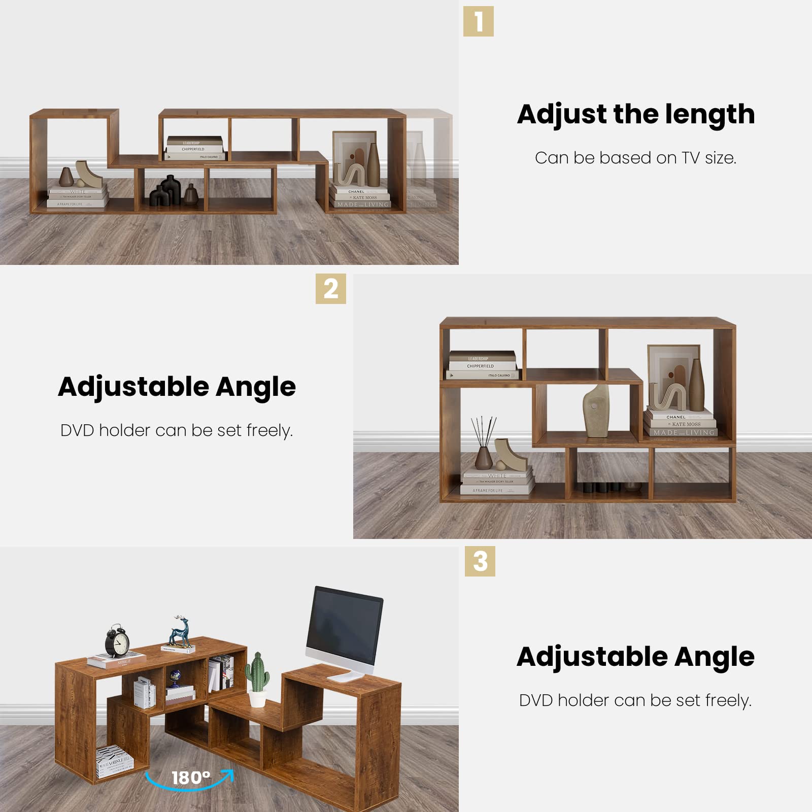 Recaceik 2-Shelf Cube Bookcase - L-Shaped TV Stand with Open Storage | Modern Entertainment Center for CDs, Movies, Books | Perfect for Living Room, Bedroom & Home Office Organization
