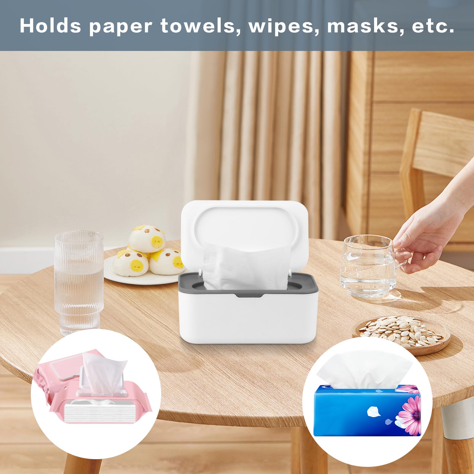 2 Pack Baby Wipes Dispenser, Plastic Wet Wipes Container, Toilet Paper Wet Wipe Holder - Perfect for Diaper Bags, Nursery, Bathroom & Travel Organization