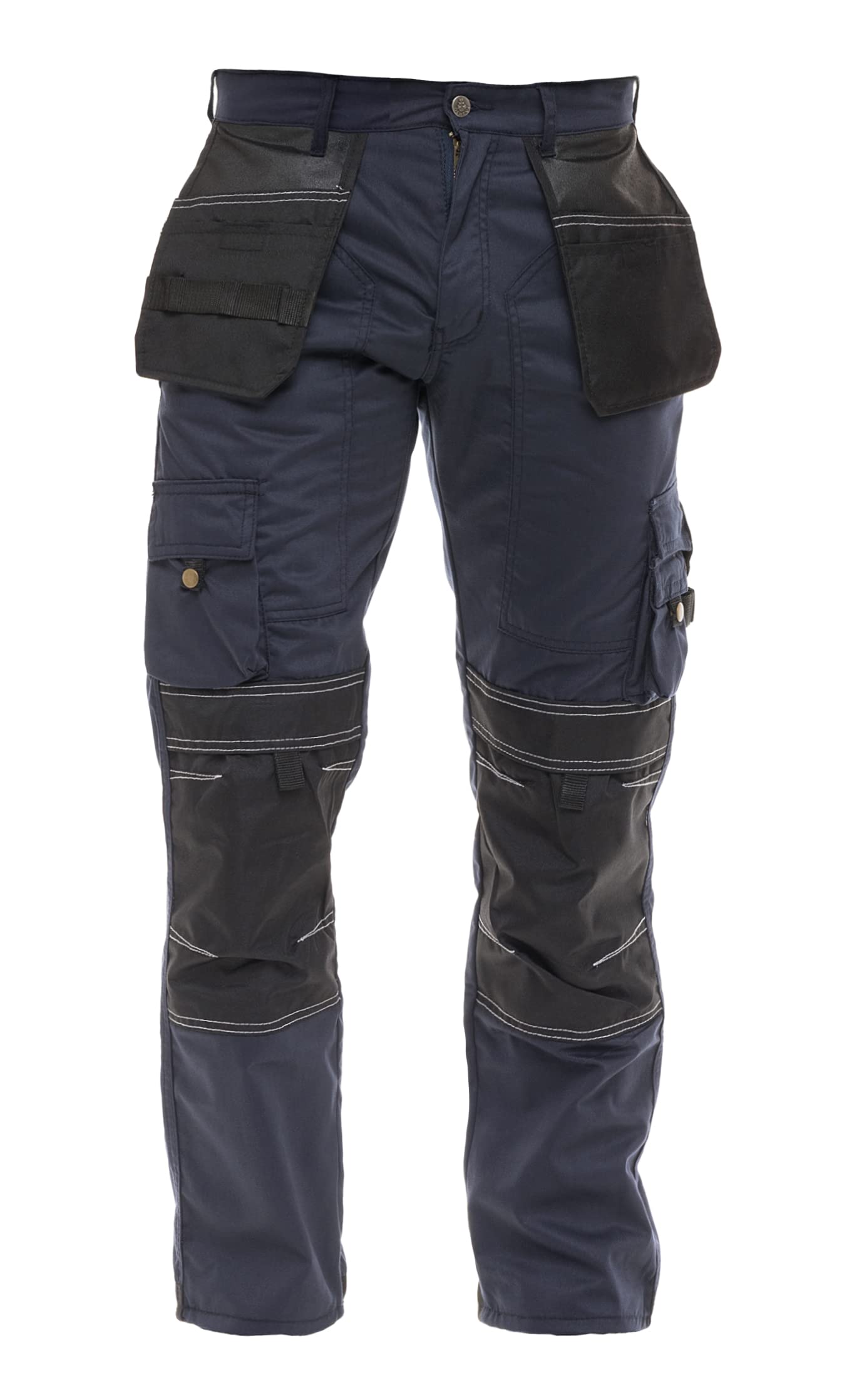 FASHIO FF Men's Cordura Tactical Work Pants with Utility Tool Pockets - Heavy Duty Reinforced Carpenter Safety Trousers for Construction, Outdoor & DIY Projects