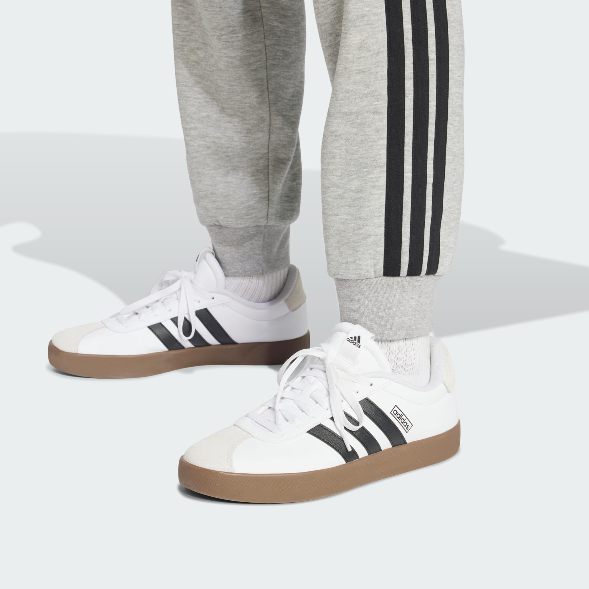 Adidas Men's 3 Stripes Fleece Grey Track Pants - Comfortable Athletic Joggers for Running, Gym & Casual Wear