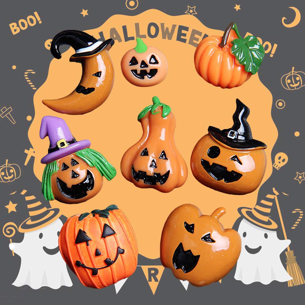 Baluue 8-Piece DIY Resin Pumpkin Pendant Phone Case Set - Jewelry Lovely Phone Cover Accessories for Halloween Themed Decorations | Perfect for Halloween Parties, Gift Giving & Phone Customization