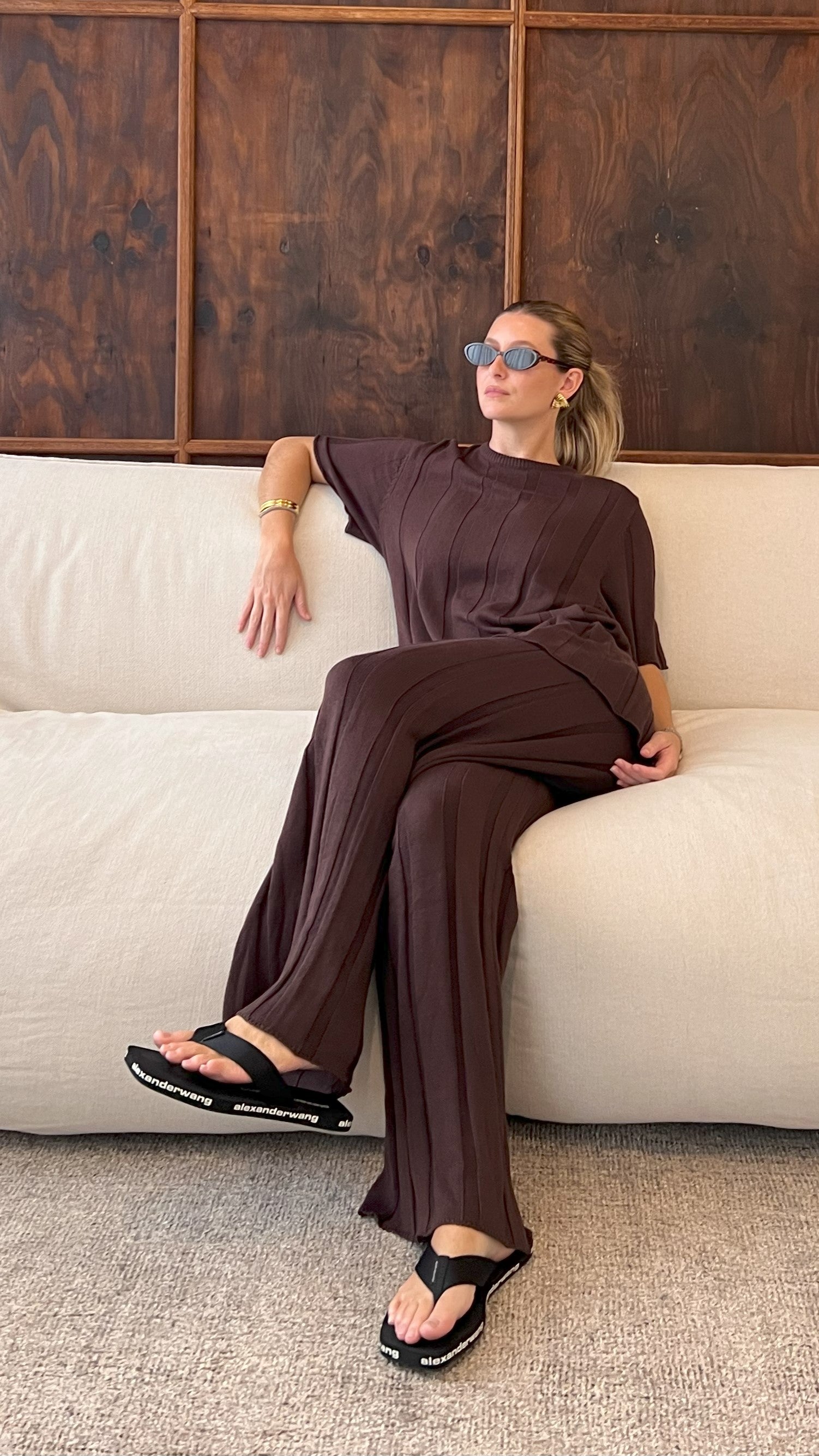 Bayu Knit Pants for Women - Soft Stretchy Comfortable Lounge Pants in Brown | Perfect for Yoga, Home Wear & Casual Outfits