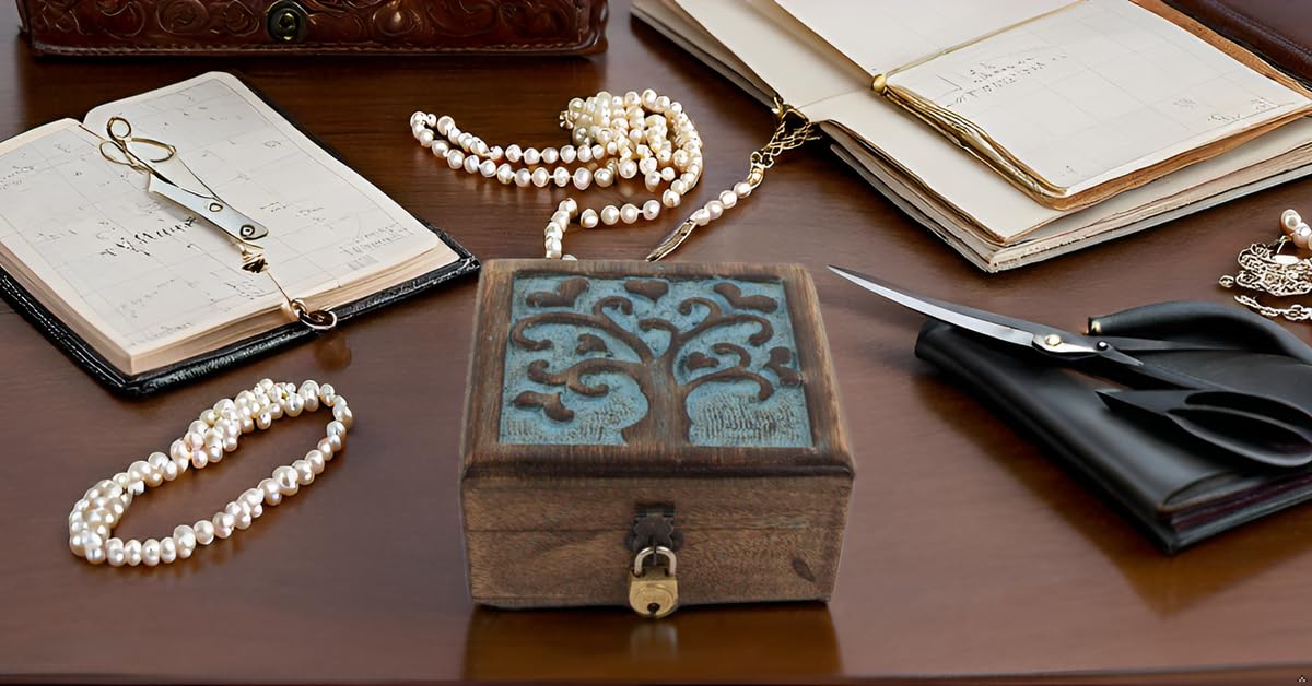 Handmade Wooden Jewelry Box with Tree of Life Carving - Lockable Keepsake Storage Organizer for Necklaces, Rings & Watches | Perfect Birthday Gift, Anniversary Present & Home Decor Accessory