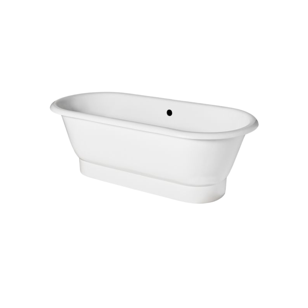 Waterworks Santry 67 x 31 x 22 Inch Freestanding Cast Iron Oval Bathtub - Luxurious Soaking Tub for Modern Bathrooms & Spa Retreats