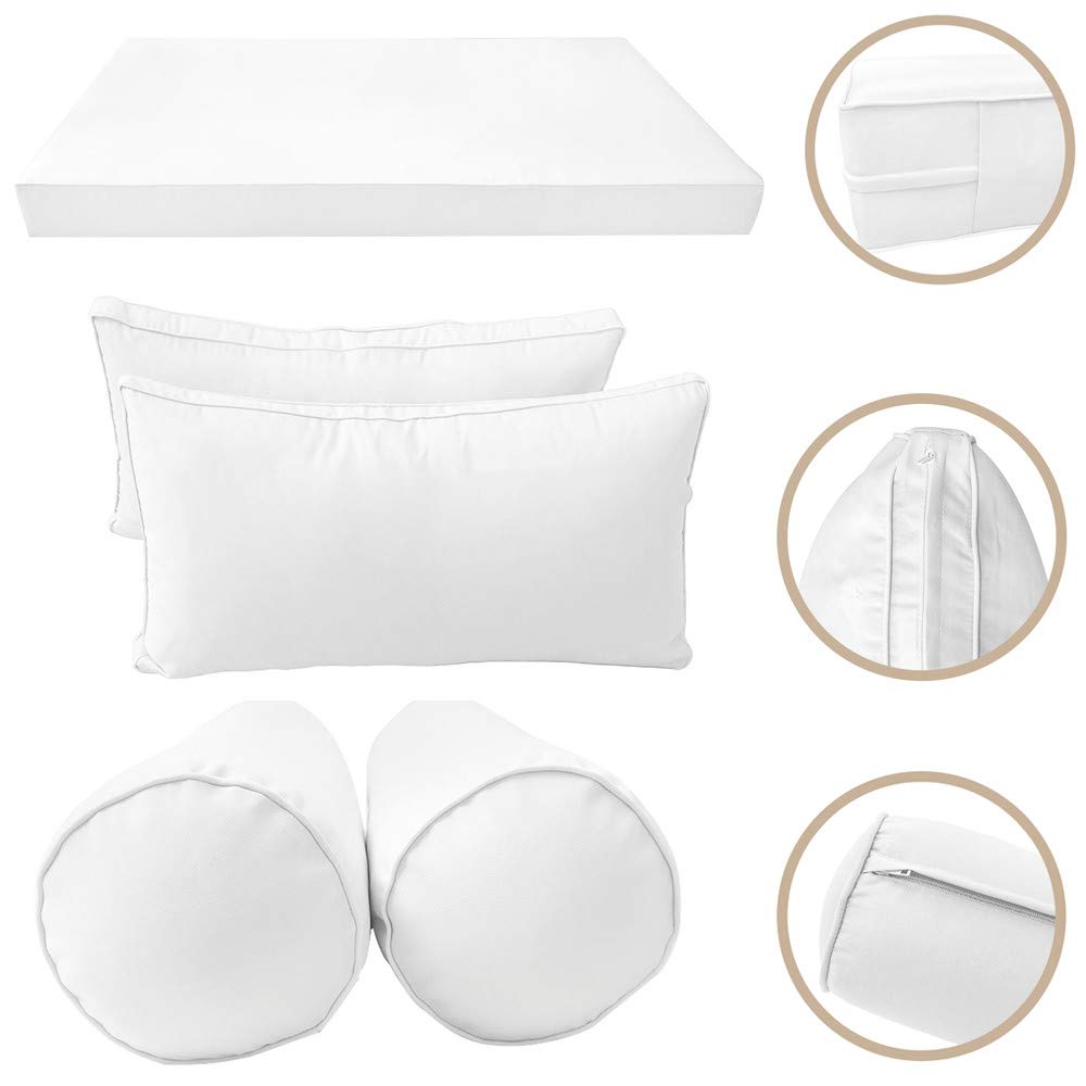 Prolinemax Outdoor Daybed Slipcover Only - Twin XL Size with Piped Trim, Water-Resistant Mattress & Bolster Backrest Cushion Covers (AD106) - Perfect for Patio, Poolside & Garden Furniture Protection