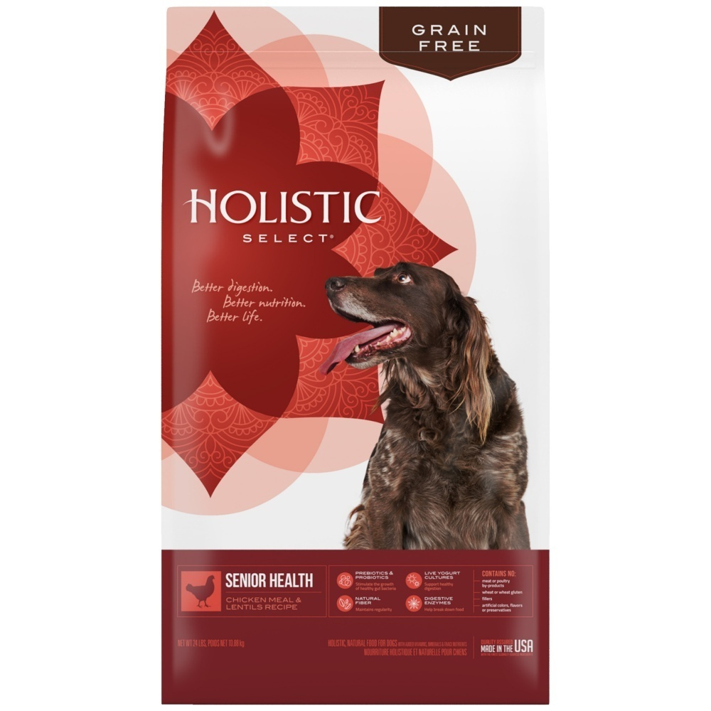 Holistic Select Natural Grain Free Senior Dog Food with Chicken & Lentils - High Protein Dry Kibble for Older Dogs | Supports Joint Health & Digestion | Perfect for Senior Canine Nutrition & Mealtime Enjoyment