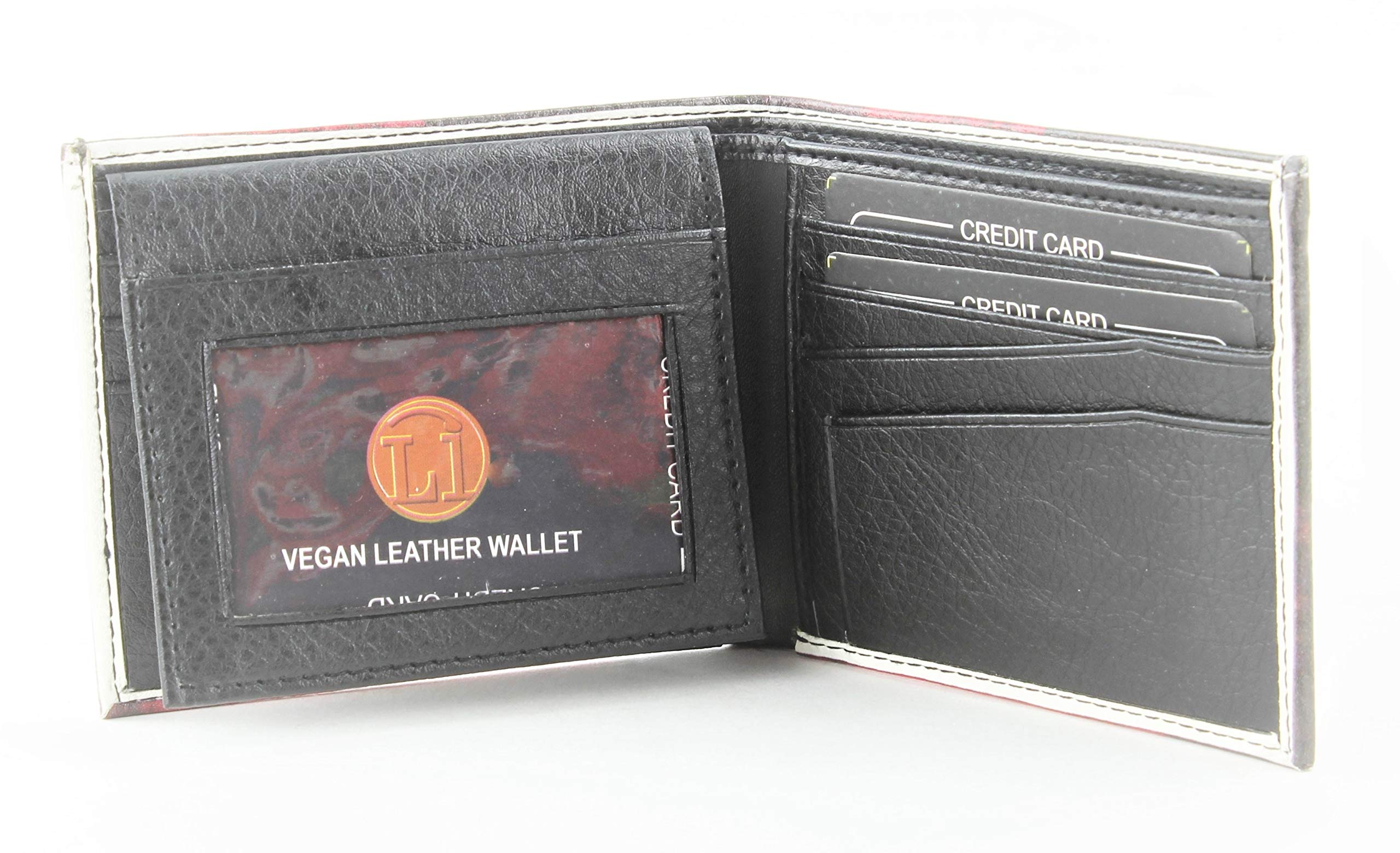 Men's Bifold Wallet - Vegan Leather RFID Blocking Slim Wallet with American Flag Design | 2 ID Windows, 7 Card Slots & Cash Pockets | Perfect Gift for Dad, Husband, Boyfriend | Ideal for Travel, Work & Everyday Use