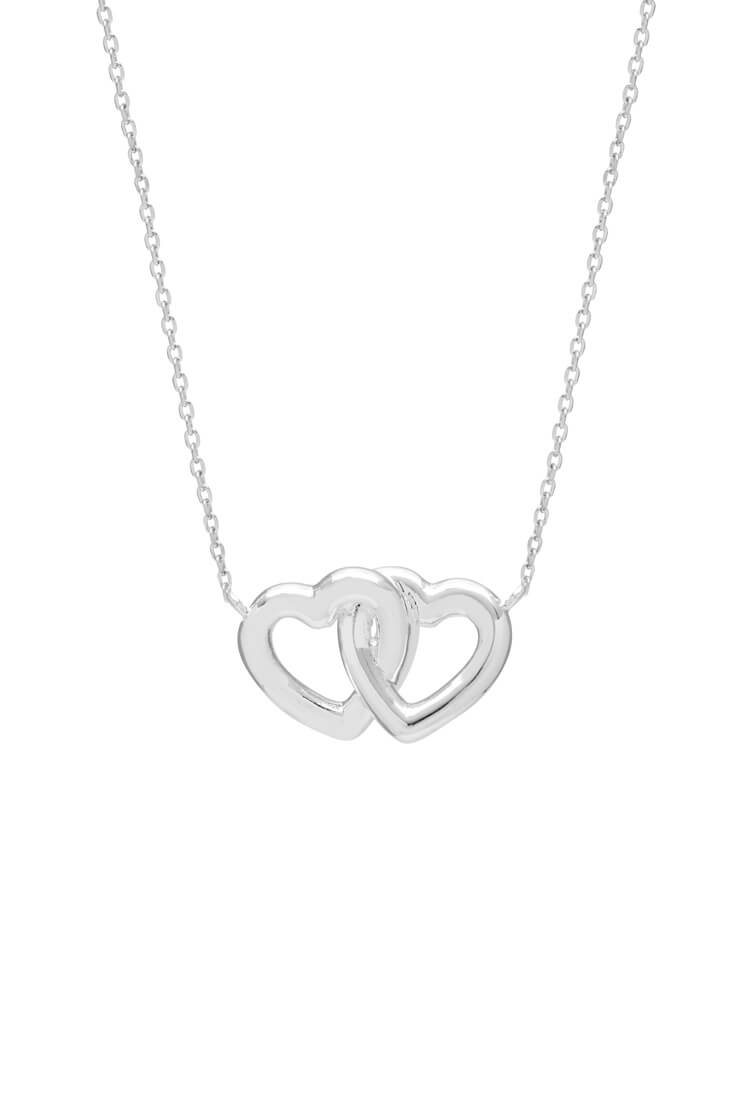 Interlinked Hearts Necklace - Sterling Silver Couple Necklace for Women & Men - Romantic Gift for Valentine's Day, Anniversary & Wedding - Perfect for Date Nights & Special Occasions