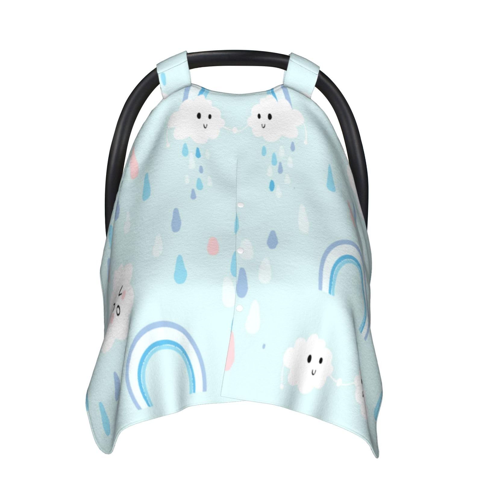 Peekaboo Opening Car Seat Cover for Babies & Infants - Breathable Clouds Rain Design Nursing Canopy - Perfect for Travel, Stroller & Car Safety