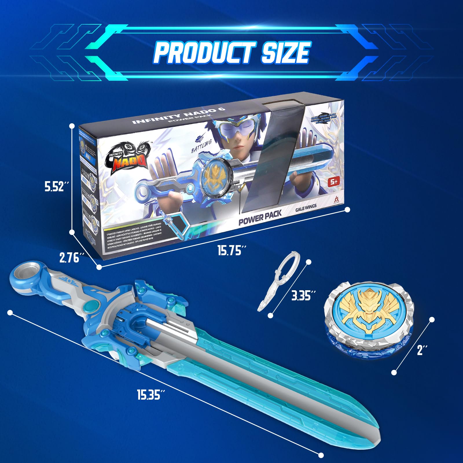 Infinity Nado Battle Spinning Top & Sword Launcher Set - Kids Battling Toys for Boys Age 5-12 | Gale Wings Edition - Perfect for Indoor Play, Birthday Gifts & Competitive Battles