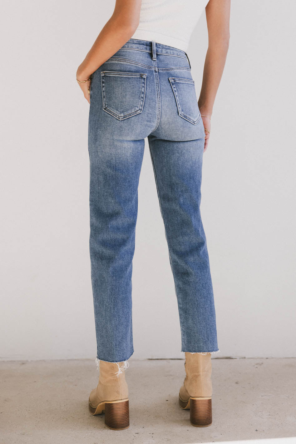 Amelia Straight Leg Jeans for Women - Medium Wash Denim Pants | Comfortable & Stylish Everyday Wear for Casual Outings and Office