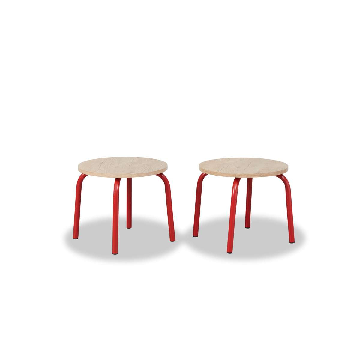 Mini Brixton Stool Set of 2 - Modern Red Bar Stools for Kitchen Island, Breakfast Nook & Small Space Dining