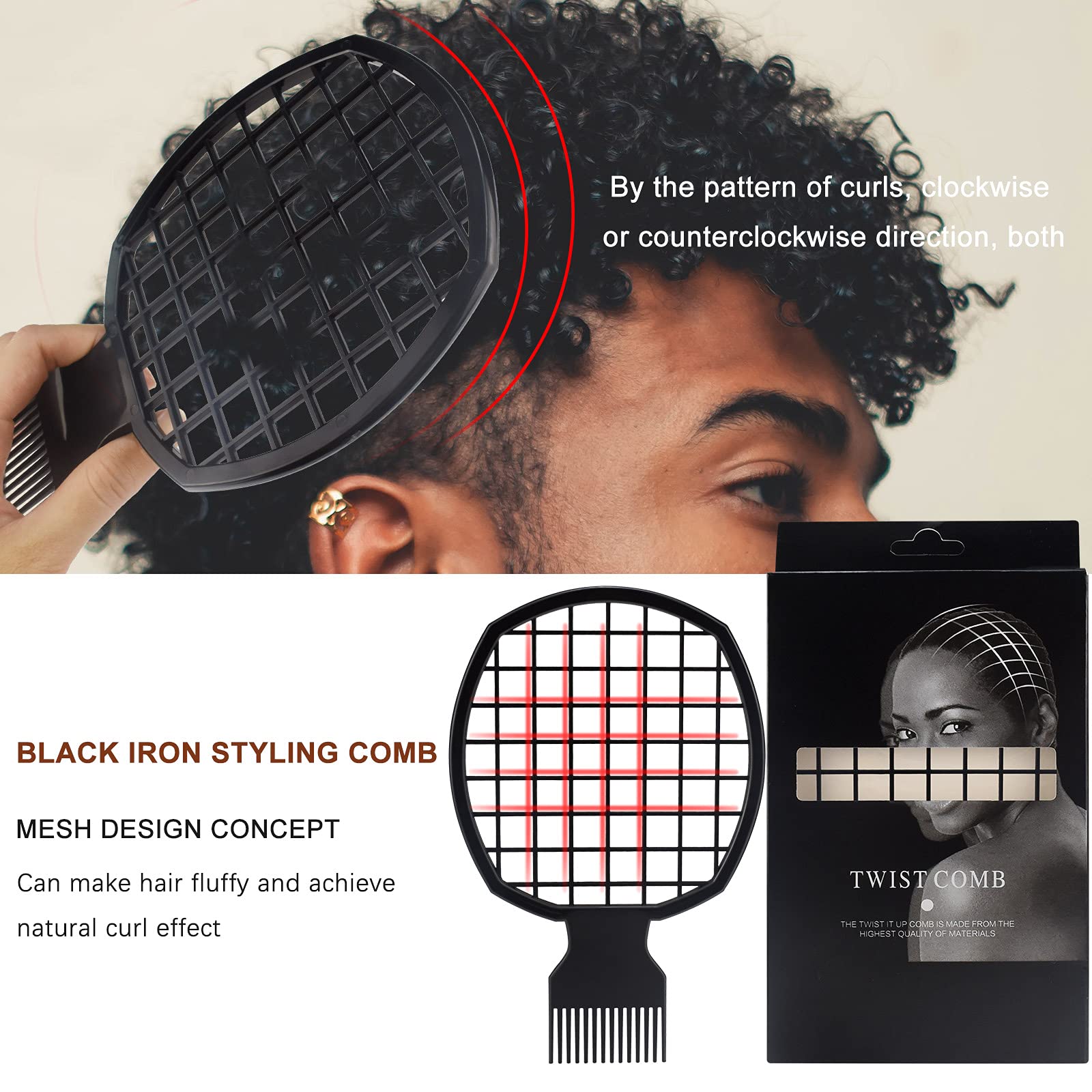DKAF Professional Hair Sponge Set for Men & Women - Magic Twist Curl Sponge Glove, Afro Styling Brush, Metal Hair Pick & Curl Comb - Perfect for Barber Styling, Twist Hairstyles & Natural Hair Care at Home or Salon