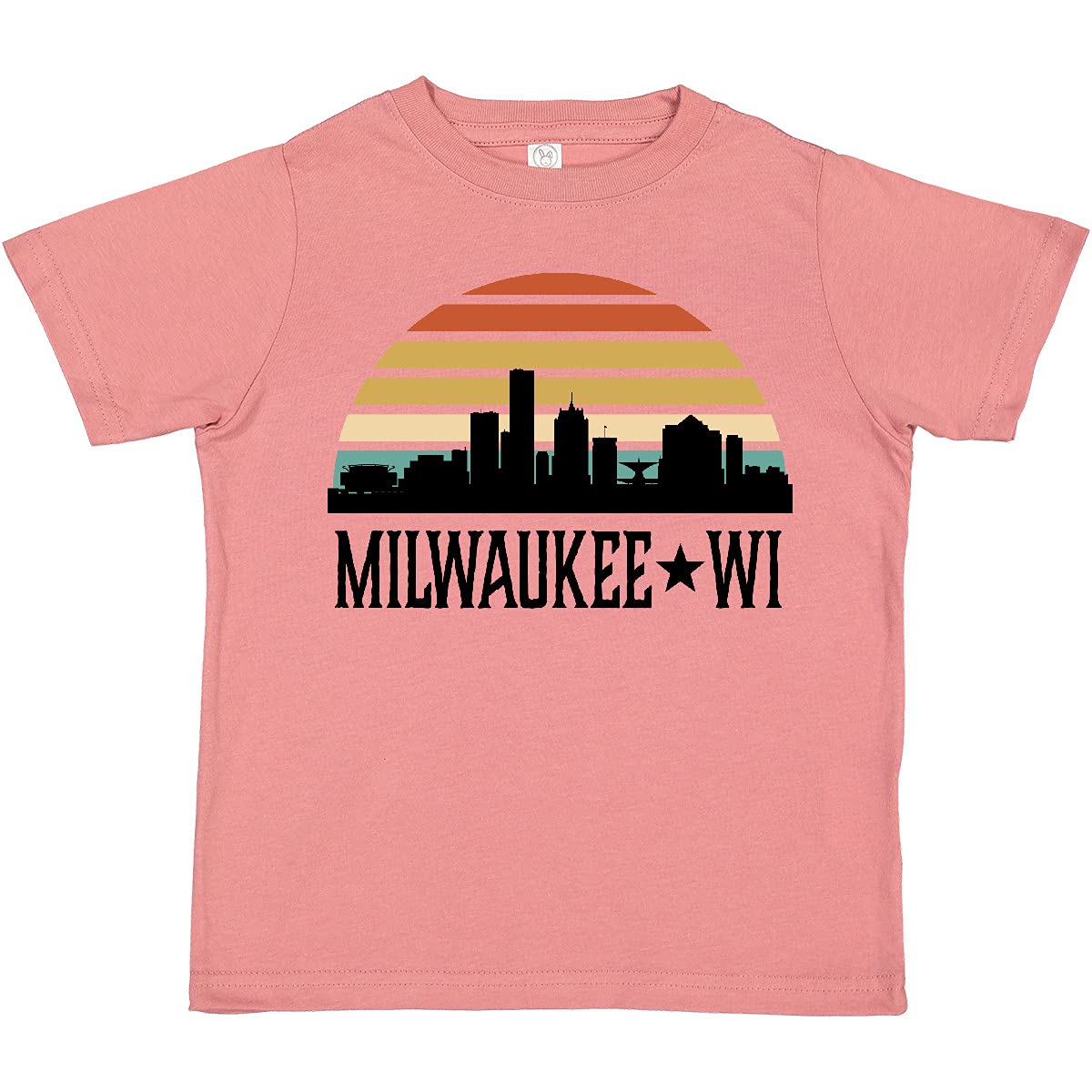 Inktastic Milwaukee Wisconsin Skyline Retro Sunset Toddler T-Shirt - Soft Cotton Kids Tee for Boys & Girls - Perfect for Family Travel, City Pride & Casual Outings