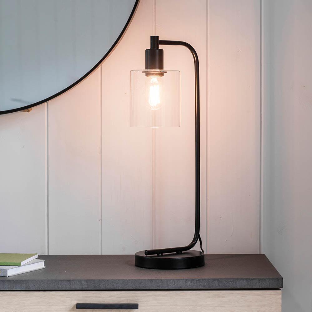 Endon Toledo Modern Black Table Lamp - 1 Light Bedside Desk Lamp for Living Room, Bedroom, or Office Decor