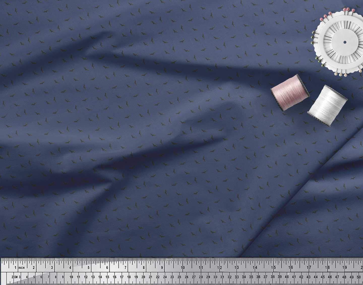 Soimoi 100% Cotton Poplin Fabric - Blue Bat Bird Print - 42 Inch Wide - Sold by The Yard - Perfect for Quilting, Dressmaking & DIY Craft Projects