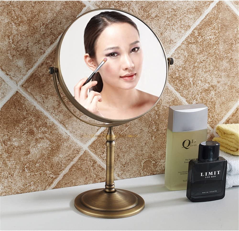Antique Brass Makeup Mirror with 3X Magnification - 7.8 Inch Double-Sided Vanity Mirror for Bathroom & Dressing Table - Perfect for Makeup Application, Skincare, and Grooming