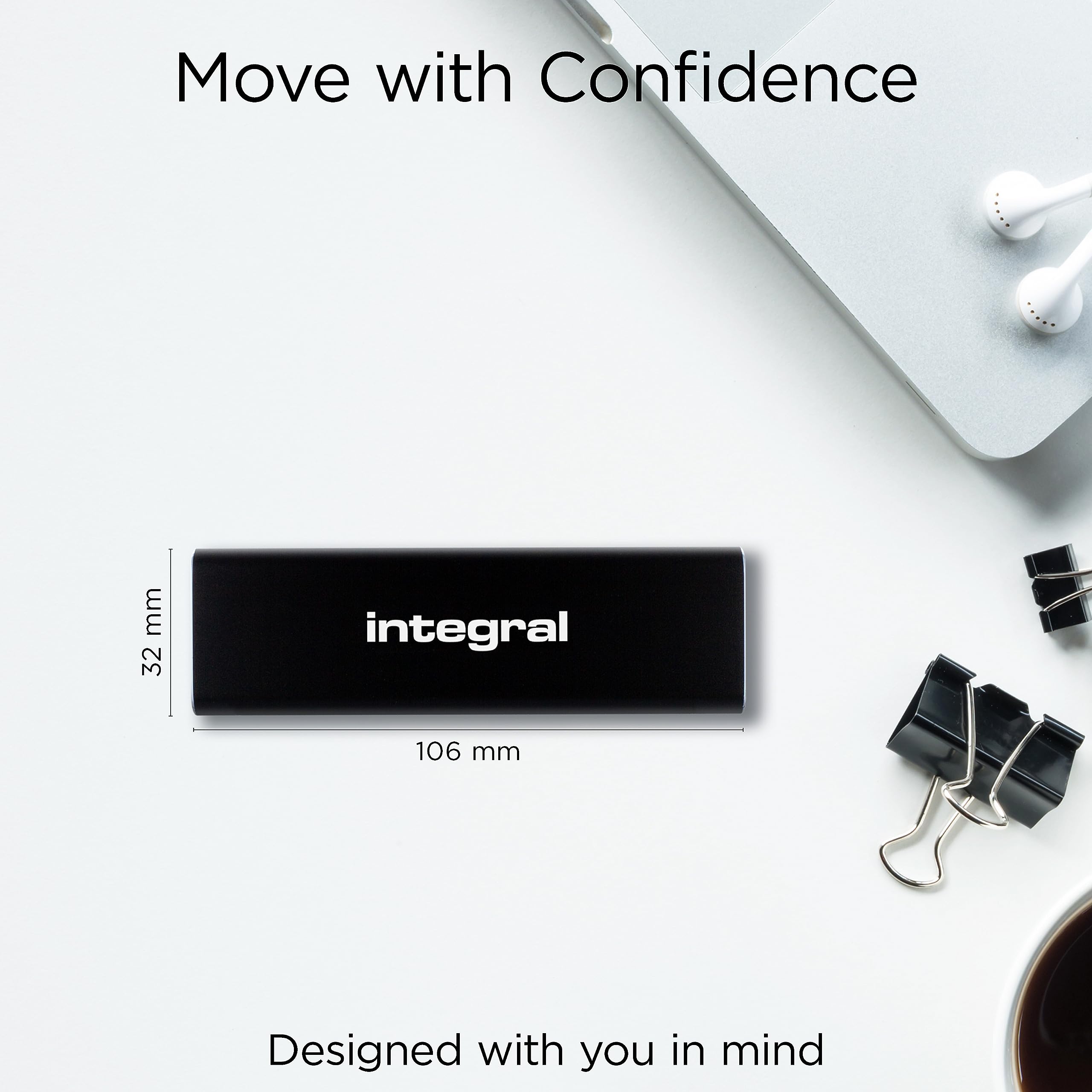 Integral SlimXpress 2TB USB & USB-C 3.2 Gen 2 Portable External SSD - Ultra Fast 1050MB/s Read 1000MB/s Write, Aluminum Casing, Plug & Play - Compatible with Mac, PC, XBOX, PlayStation - Perfect for Gaming, 4K Video Editing & File Backup