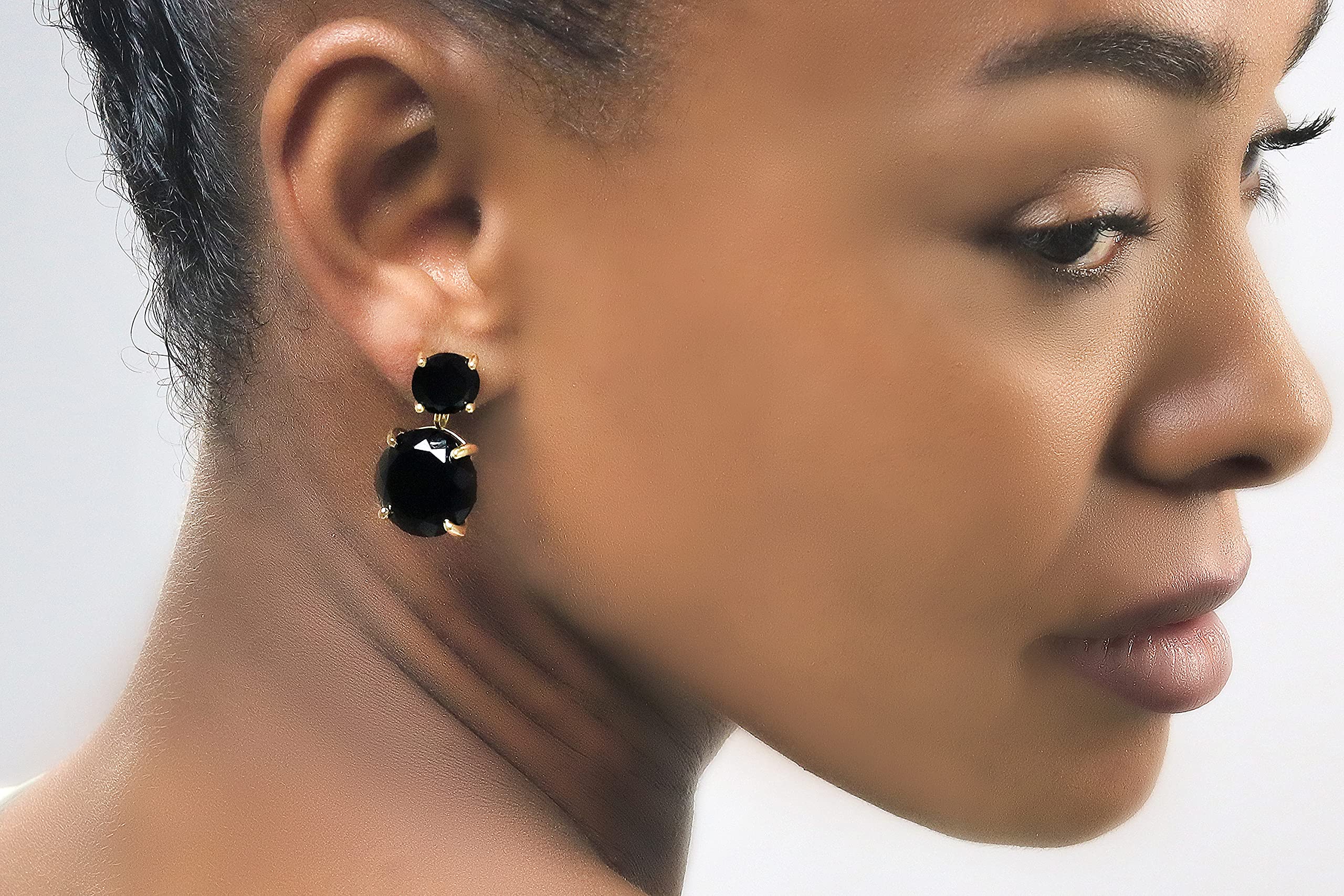 Two-Stone Onyx Dangle Earrings - Handmade Black Gemstone Drop Earrings for Women | Fashion Jewelry for Parties, Weddings & Special Occasions | Unique Gift for Her, Birthday & Anniversary Present