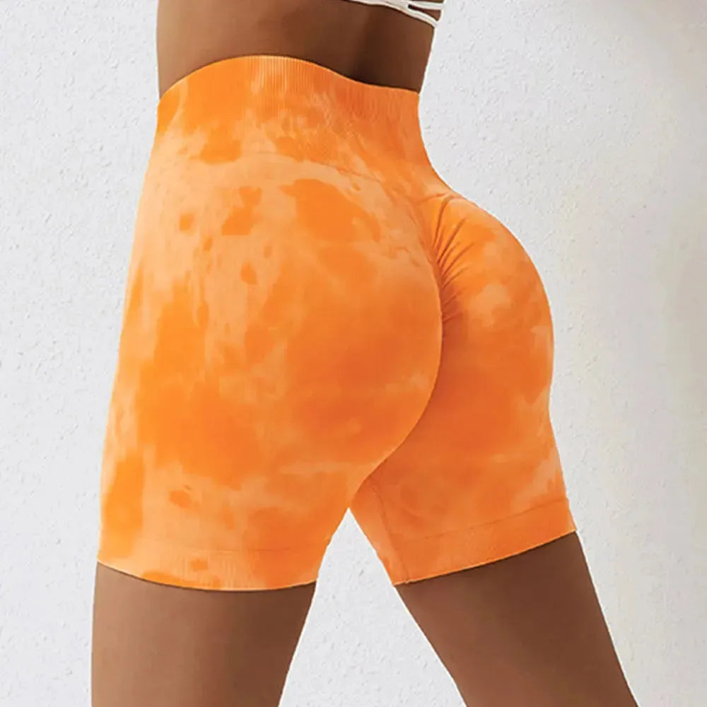 Sexy Tie Dye High Waist Quick Dry Yoga Shorts for Women - Seamless Workout Shorts with Hip Lift & Push Up Design - Perfect for Yoga, Gym, Running & Summer Outdoor Activities