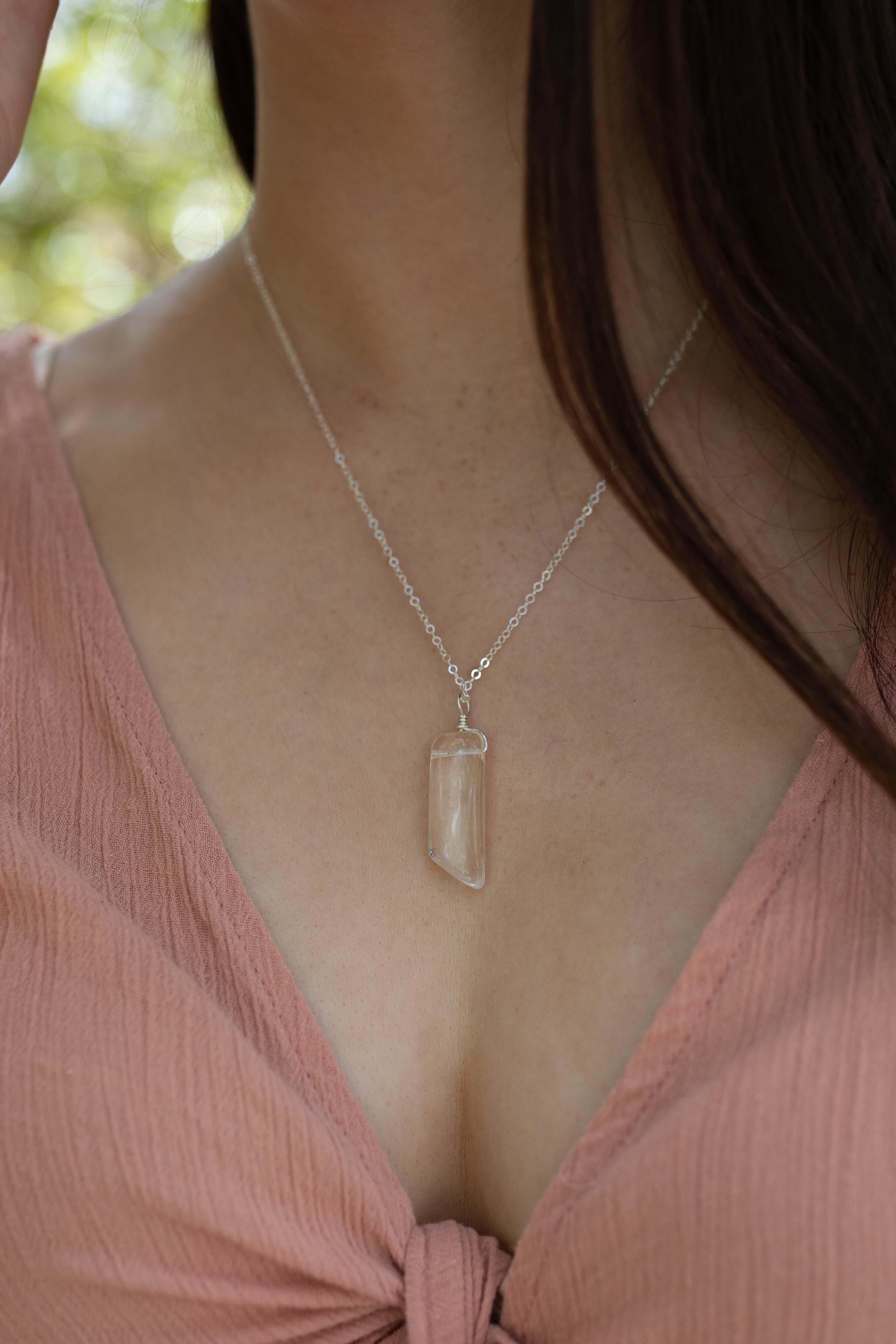 Natural Smooth Crystal Quartz Point Necklace - Healing Stone Pendant for Meditation, Energy Cleansing & Spiritual Balance | Perfect for Yoga, Reiki & Chakra Alignment