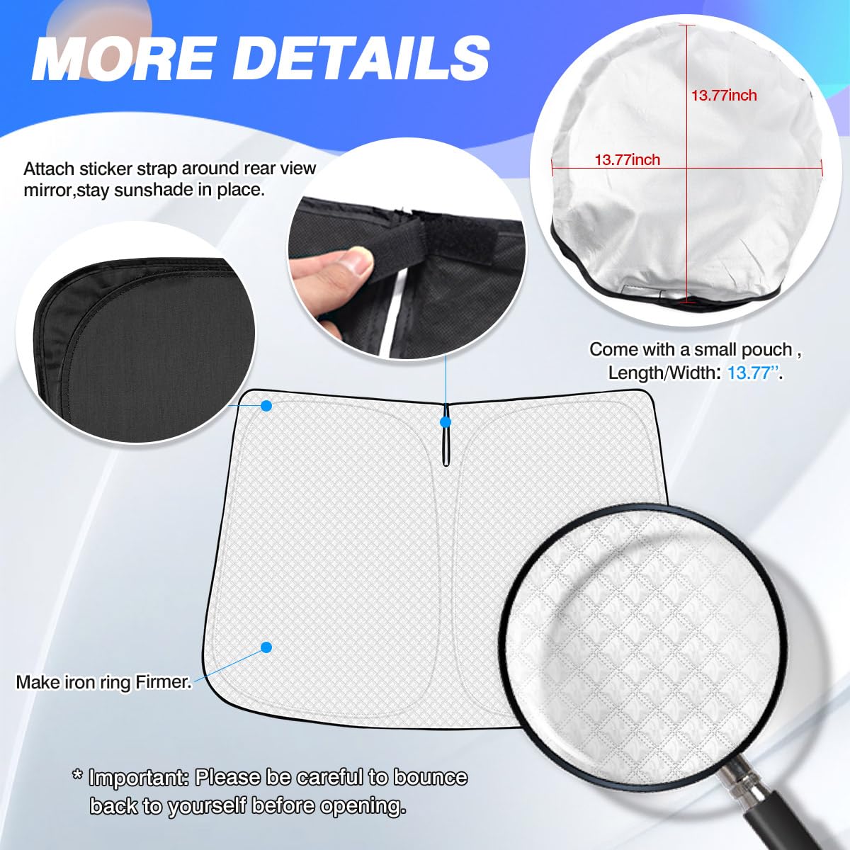 2018-2024 Honda Accord Windshield Sun Shade - 6-Layer Thick Foldable UV Protection Sun Visor for Car Window, Keep Vehicle Cool - Perfect for Summer Parking & Road Trips