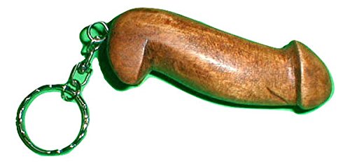 Wooden Penis Keychain - Hand Carved Key Ring Holder (5 Pack, 3 Inch) - Unique Gag Gift for Bachelorette Parties & Novelty Souvenirs