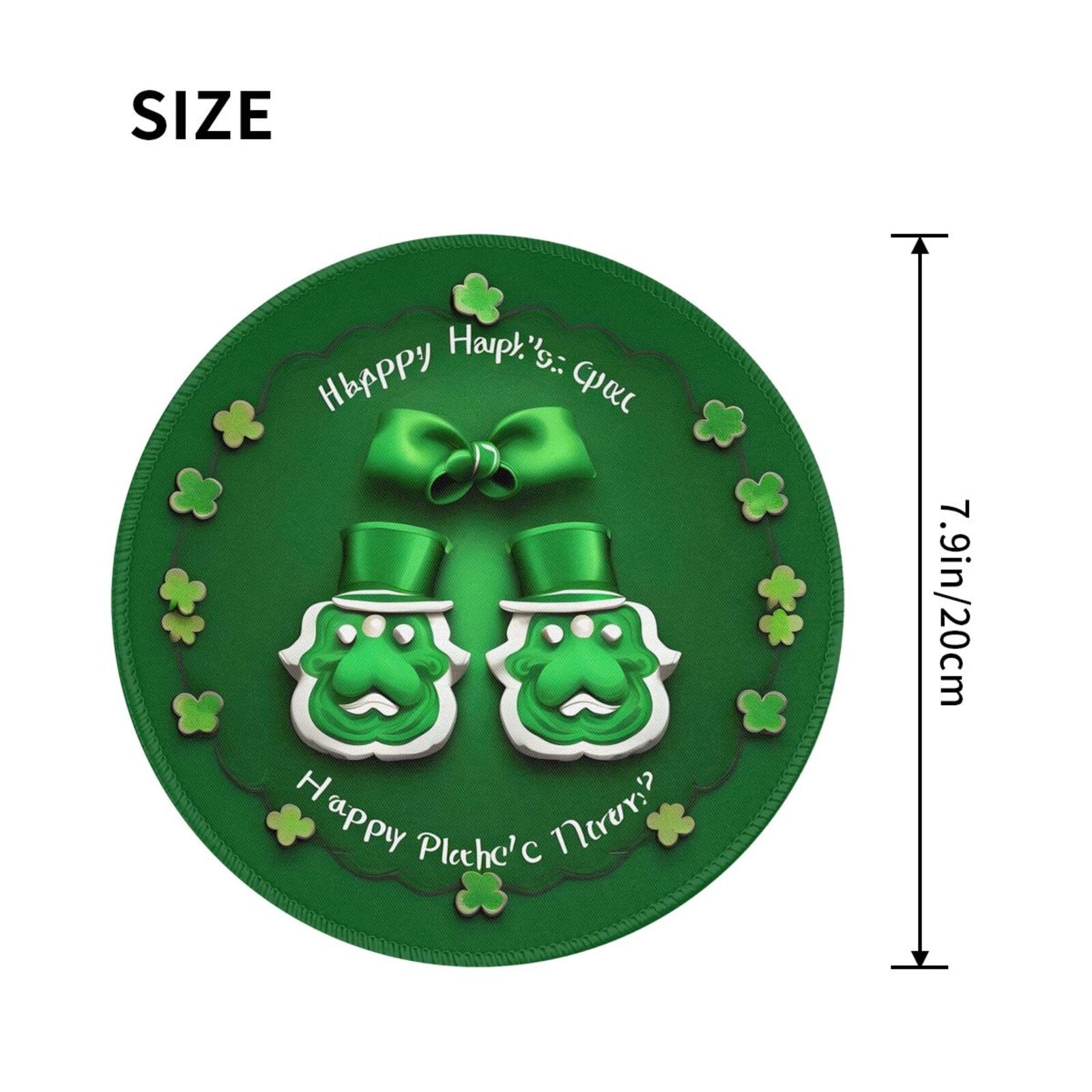 Happy St. Patrick's Day Round Mouse Pad 8 Inch - Durable Non-Slip Gaming Mousepad for Computer, Office & Laptop - Perfect for Work, Gaming & Home Office Use