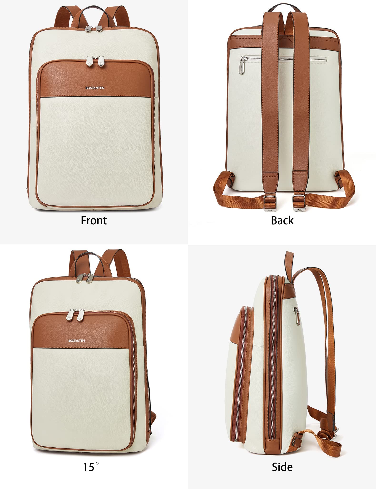 BOSTANTEN Genuine Leather Backpack for Women - Stylish Shoulder Bag for Travel, School & Everyday Use | Durable Casual Backpack Purse for Work, College & Outdoor Activities
