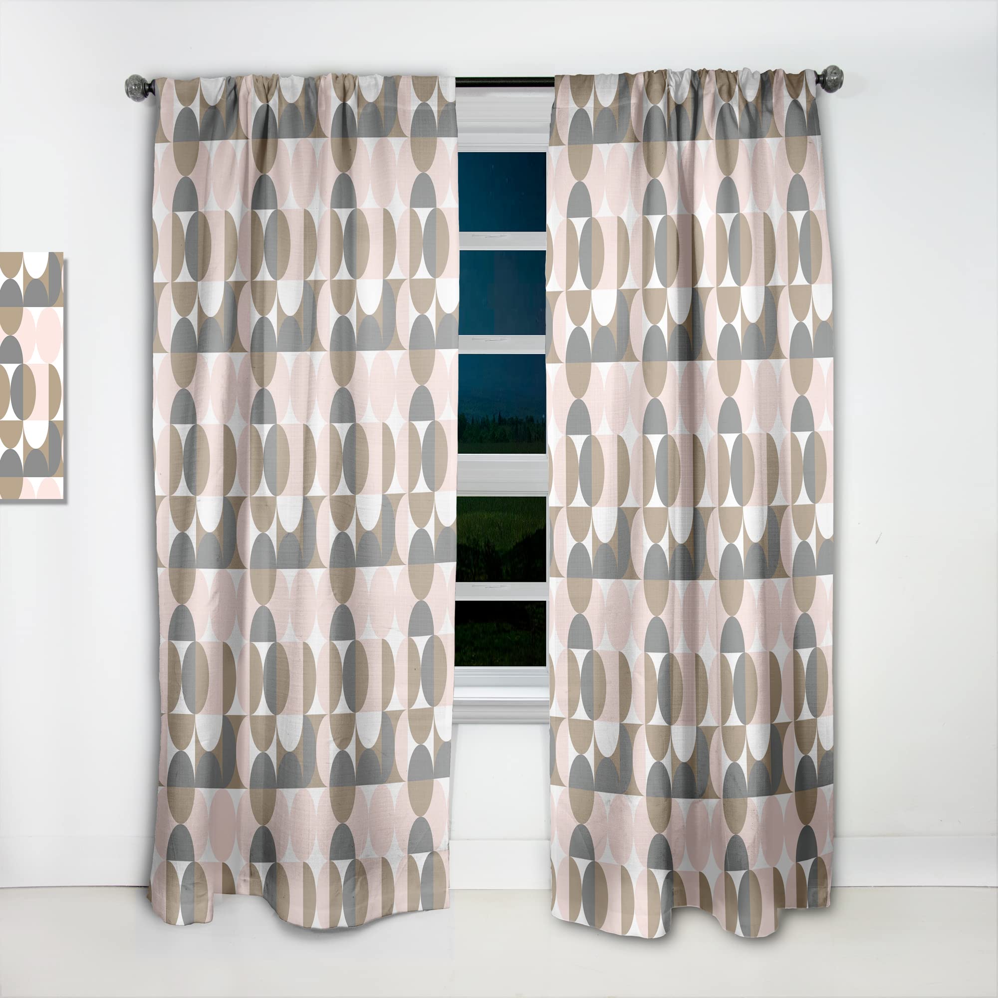DesignQ Retro Circular Pattern IV Thermal Insulated Curtains - Single Panel 52x120 - Blackout Drapes for Bedroom & Living Room - Perfect for Home Decor & Light Control