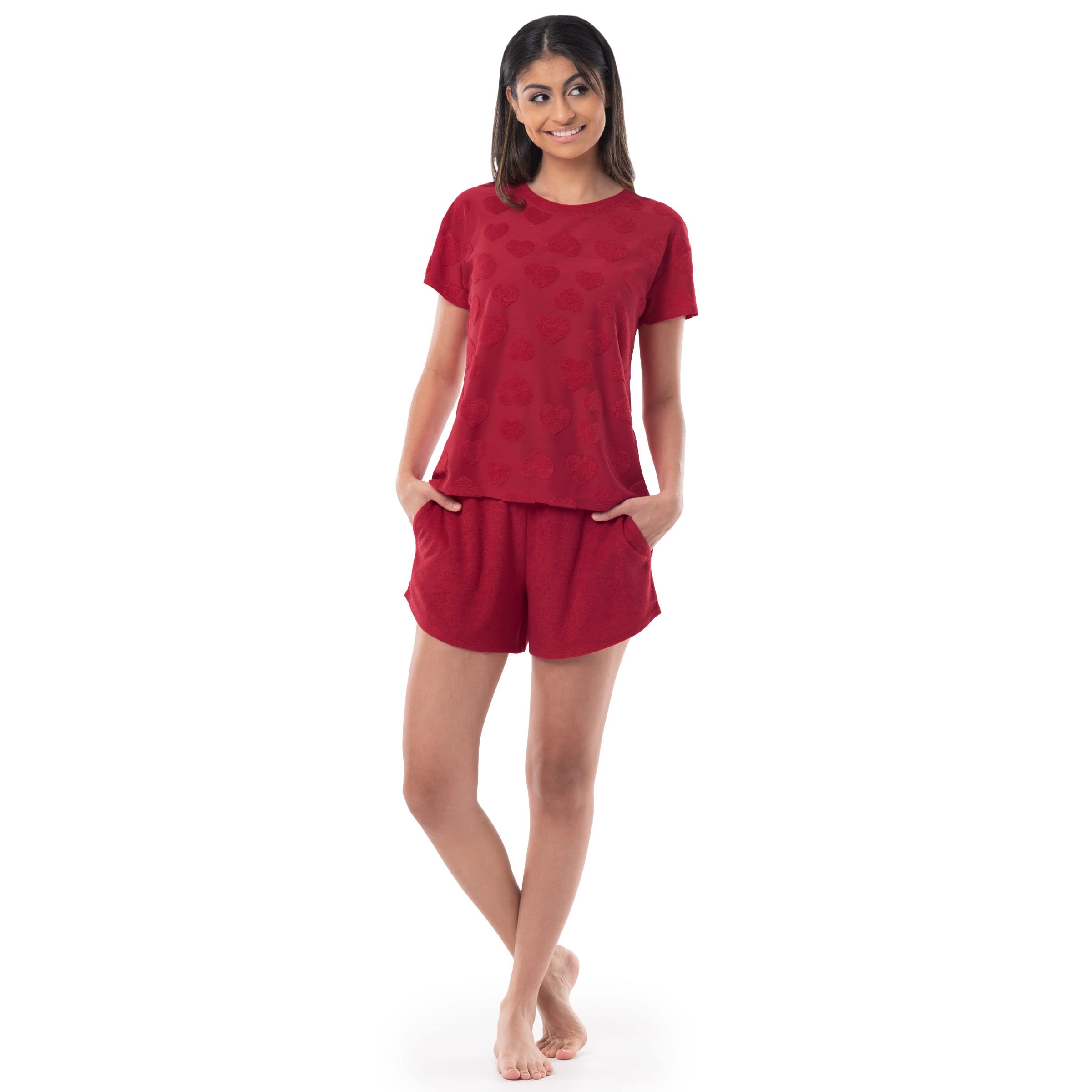 Fruit of the Loom Women's Beyondsoft Sleep Tee and Shorts Set - Ultra Soft Pajama Set for Women, Comfortable Sleepwear Lounge Set - Perfect for Nighttime, Lounging at Home, and Relaxing