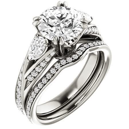 3 CT Round Moissanite Engagement Ring Set - VVS1 Colorless Wedding/Bridal Ring Set in Sterling Silver, Promise & Eternity Rings for Women, Perfect Anniversary & Birthday Gift for Her - Ideal for Proposals, Weddings & Special Occasions