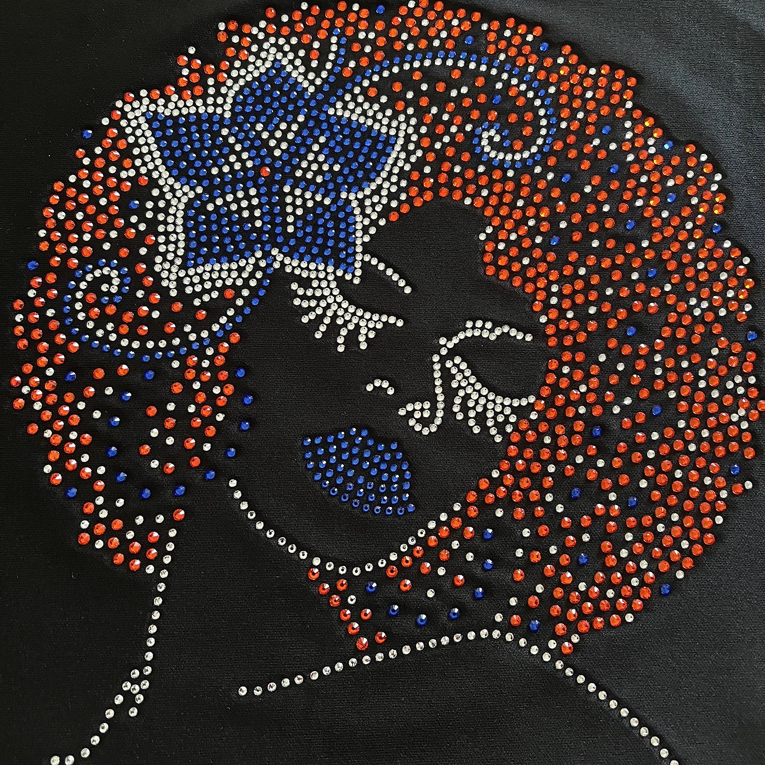 African American Woman Orange Hair Iron-on Rhinestone Design for T-Shirts, Hoodies & DIY Crafts | Perfect for Custom Apparel & Fashion Accessories
