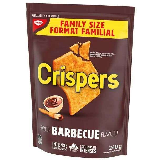 Christie Crispers Barbecue Flavor Family Size Salty Snacks, 240g/8.47oz (Pack of 3) - Crunchy Potato Chips for Parties, Picnics & Movie Nights - Shipped from Canada