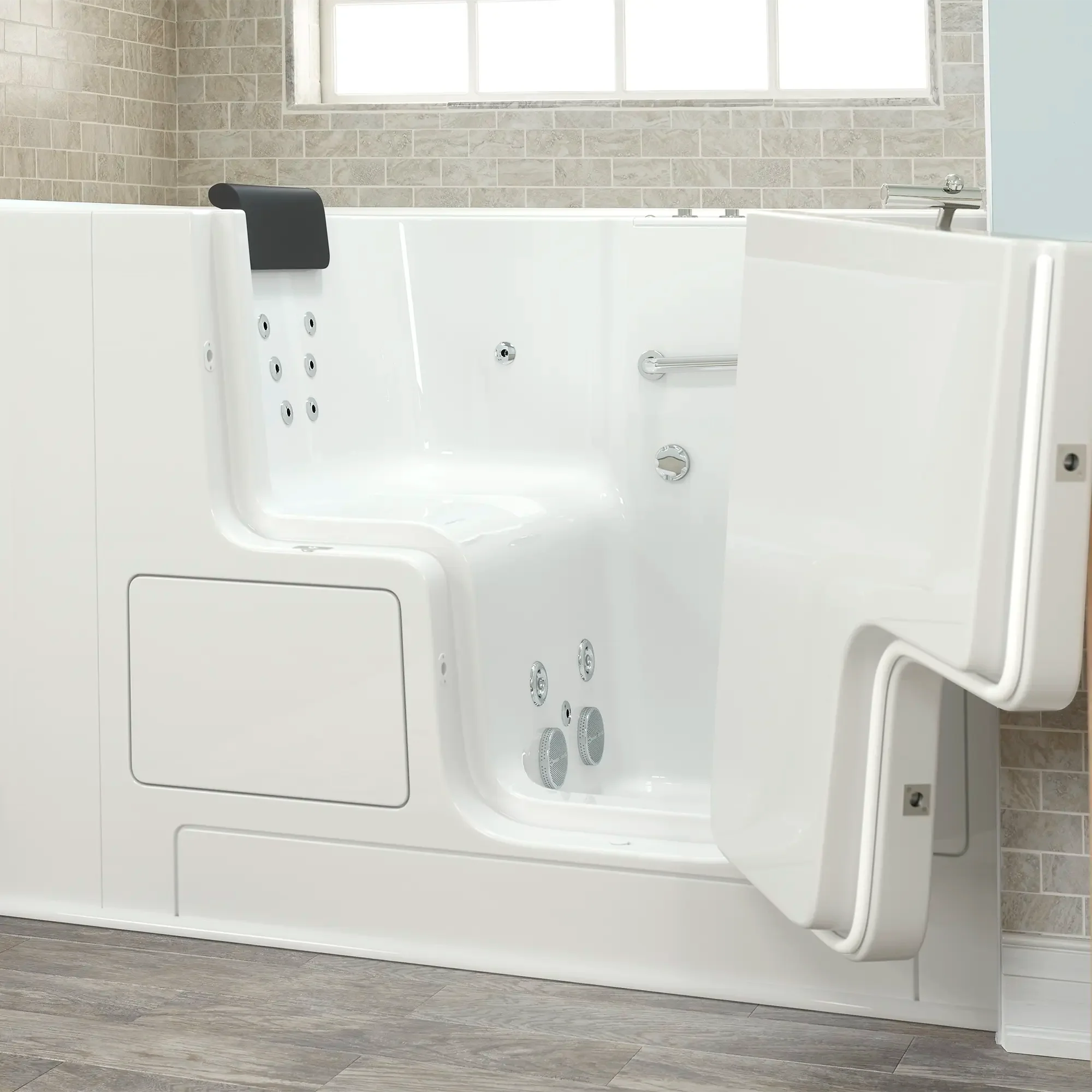 Premium 32 x 52 Inch Gelcoat Walk-In Bathtub with Whirlpool System - Right Hand Drain - Ideal for Elderly & Mobility Support, Spa-Like Relaxation at Home
